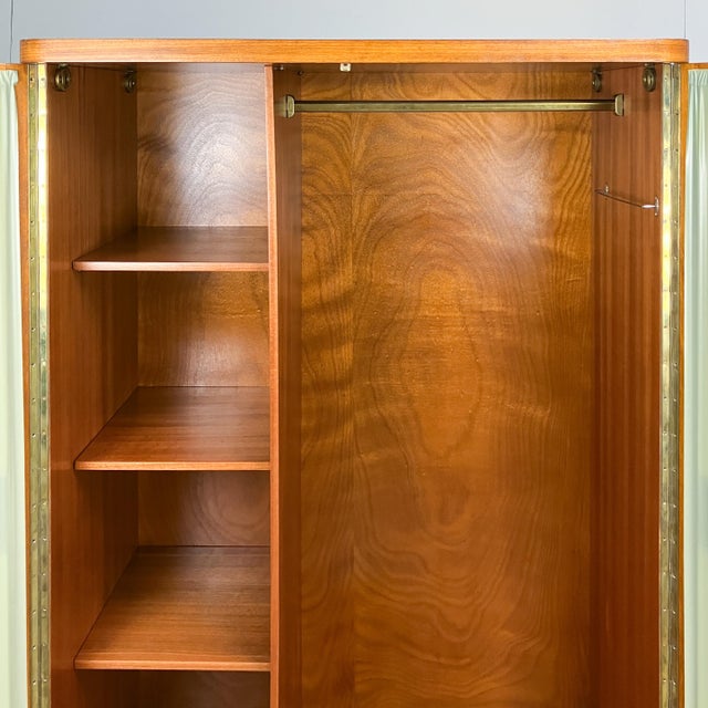 Brown Art Deco Wood Cabinet with Glass Doors, 1930s For Sale - Image 8 of 13