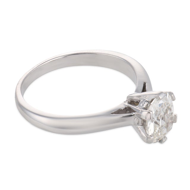1950s 1950s Gia 1.09 Carat Old Mine Cut Diamond Platinum Solitaire Ring, Size 5.25 For Sale - Image 5 of 5