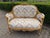 A refined 1970 French Louis XVI–style gilt beech damask sofa set, consisting of one corbeille settee and two matching...
