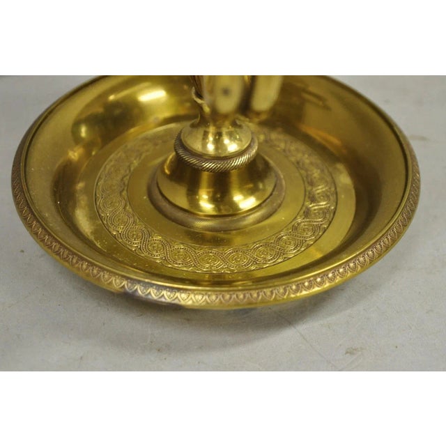 Late 20th Century French Country Empire Brass Trumpet Arm Red Tole Shade Bouillotte Desk Lamp For Sale - Image 9 of 13