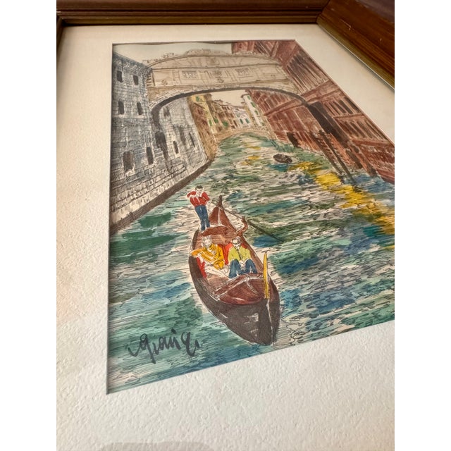 Mid 20th Century Vintage Carti Grazia Original Watercolor – The Bridge of Sighs, Venice – Signed For Sale - Image 5 of 8
