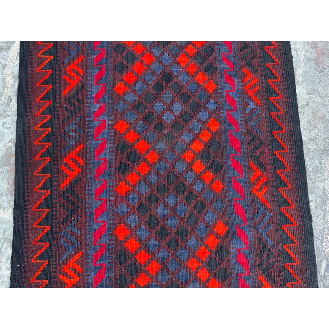 Islamic Vintage Afghan Handmade Kilim Rug, 2'8 X 5'5 Ft, Maimana Wool Flat Weave Tribal Runner Carpet For Sale - Image 3 of 8
