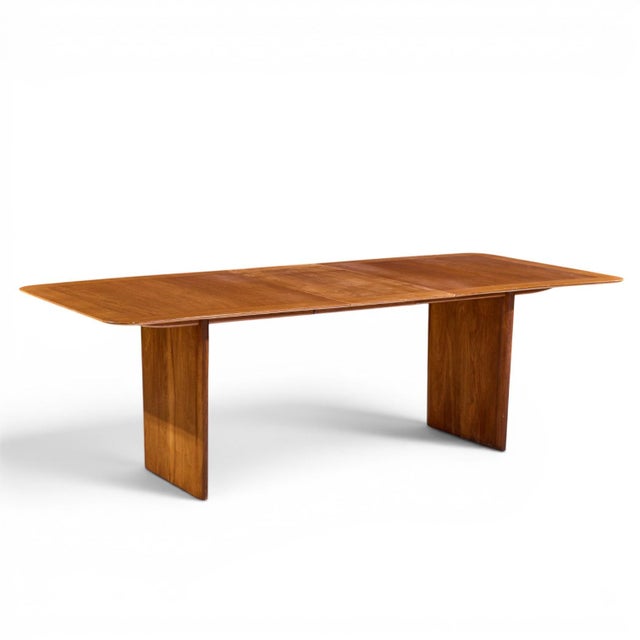 Robsjohn Gibbings for Widdicomb Mid Century Walnut Expanding Dining Table With 2 Leaves For Sale - Image 9 of 13