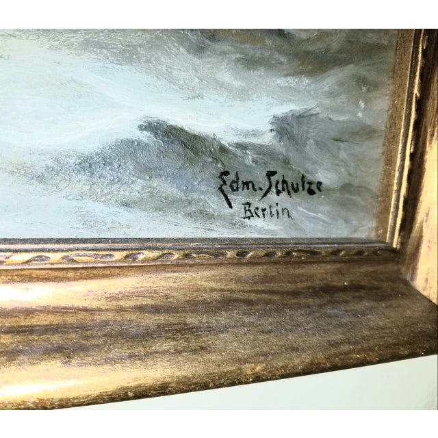 Seaside Breaking Waves, 1950s Painting, Edmund Schultz For Sale In West Palm - Image 6 of 7