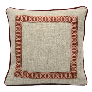 Tan Linen and Chenille Welted Decorative Pillow Cover For Sale