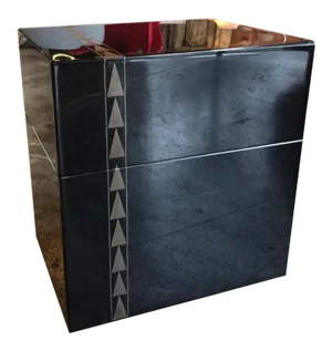 1940s Art Deco Black Lacquer Box With Metal Inlay