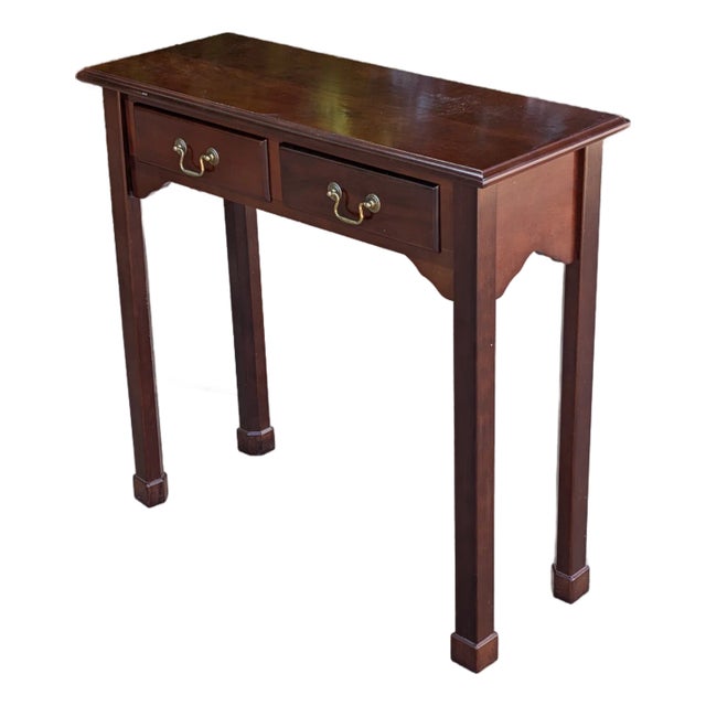 Vintage Chippendale Mahogany Two-Drawer Console Table For Sale