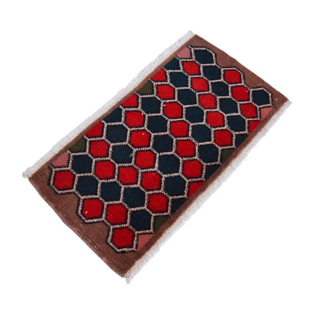 1970s Hand Knotted Small Rug, Entryway Rug, Bath Mat, Kitchen Decor, Turkish Rug, Doormat 1'4" X 2'8" For Sale - Image 4 of 16