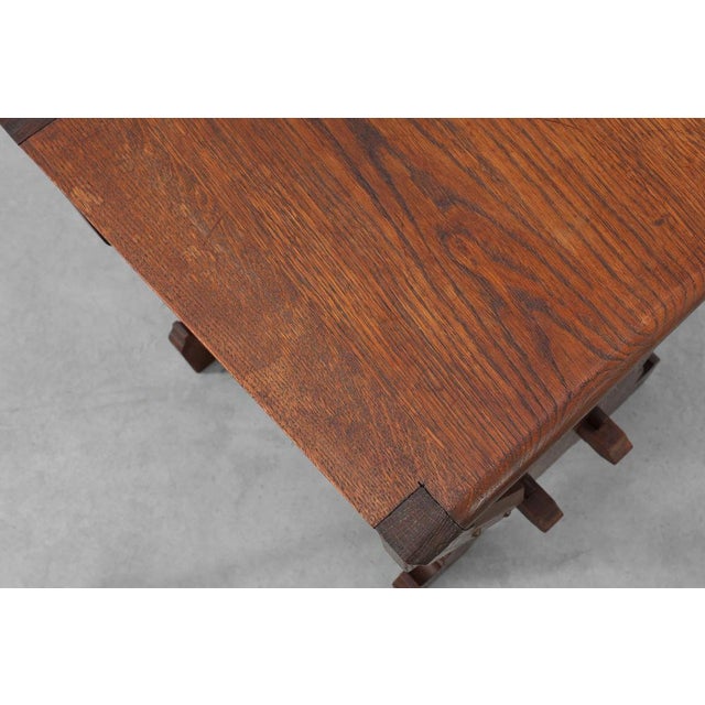 Belgian Arts & Crafts Oak Stool, 1890 For Sale - Image 9 of 10