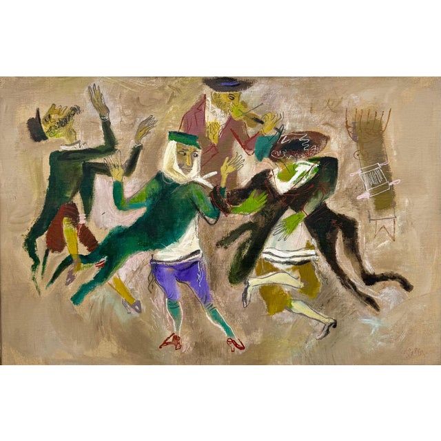 William Gropper, Large Oil Painting Klezmer Wedding Rabbis Judaica WPA Jewish Art William Gropper, c.1940's For Sale - Image 10 of 16