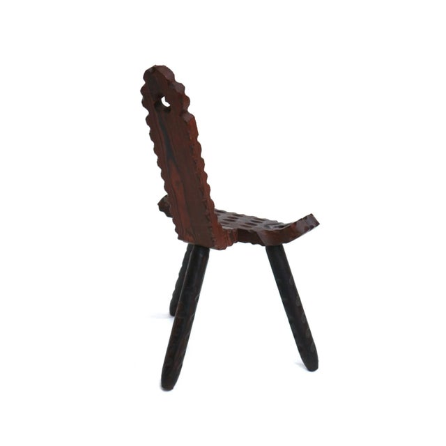 Mid-Century Modern Spanish Brutalist Wooden Chair, 1960s For Sale - Image 3 of 9