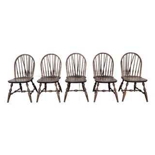 Vintage Habersham Braced Bow-Back Windsor Dining Chairs - Set of 5 For Sale