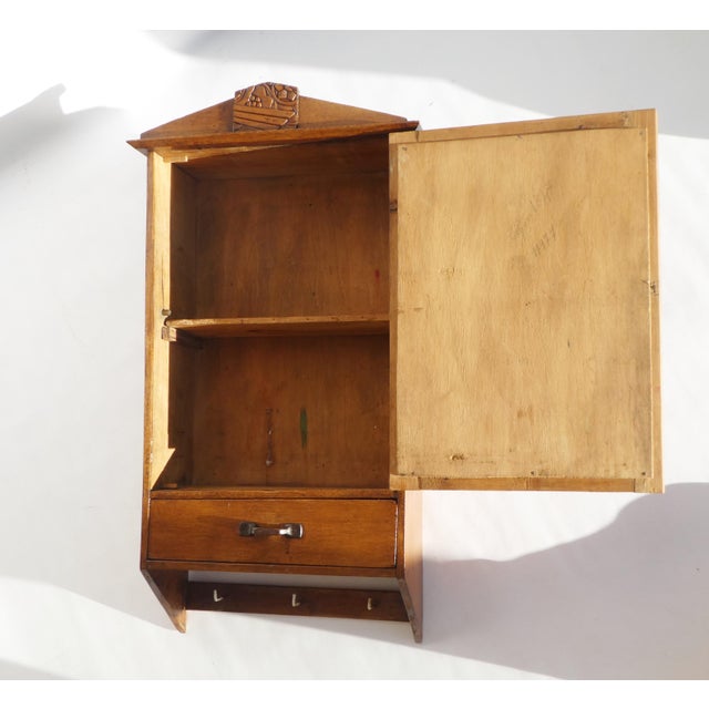 Vintage Art Deco Wooden Wall Cabinet with Mirror, 1920s For Sale - Image 10 of 11