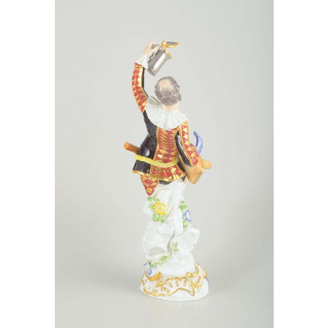 Ceramic Porcelain Figure of Harlequin in Commedia Dell'Arte Costume from Meissen For Sale - Image 7 of 11