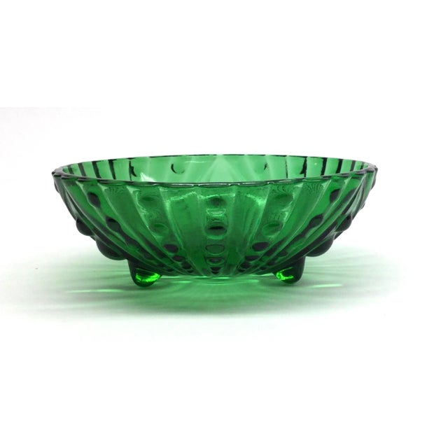 Small Green Hobnail Glass Footed Trinket Bowl For Sale In Portland, ME - Image 6 of 6