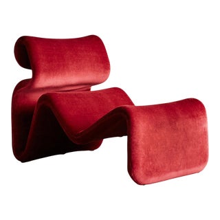 Etcetera Lounge Chair in Ruby Red, Velour For Sale