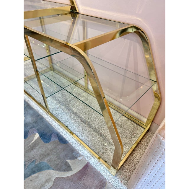 Vintage Asymmetrical Brass and Glass Etagere by Dia For Sale - Image 10 of 12