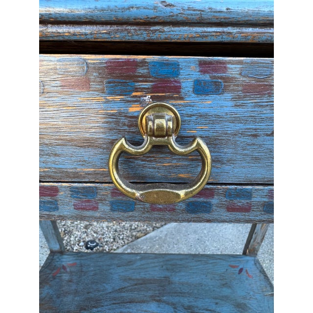 Vintage Hand-Painted Side Table W/ Drawer For Sale In Los Angeles - Image 6 of 9