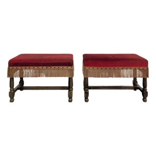 Ottomans with Wooden Structure, Set of 2 For Sale