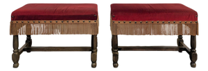 Ottomans with Wooden Structure, Set of 2