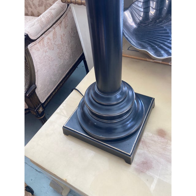 1990s Aged Bronze Metal Doric Column Floor Lamp For Sale - Image 5 of 9
