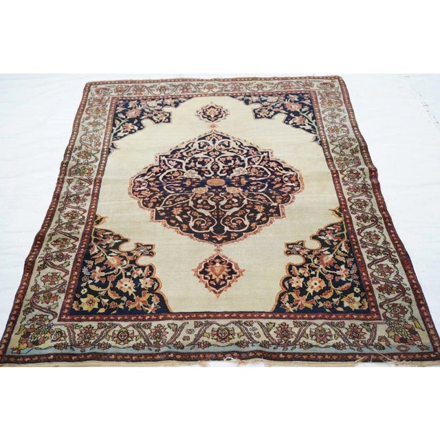 Late 18th Century Antique Sarouk Rug 4'2'' x 5'10'' For Sale - Image 10 of 11
