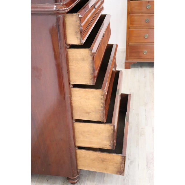 Wood Antique Mahogany Tall Chest of Drawers, 1850s For Sale - Image 7 of 16