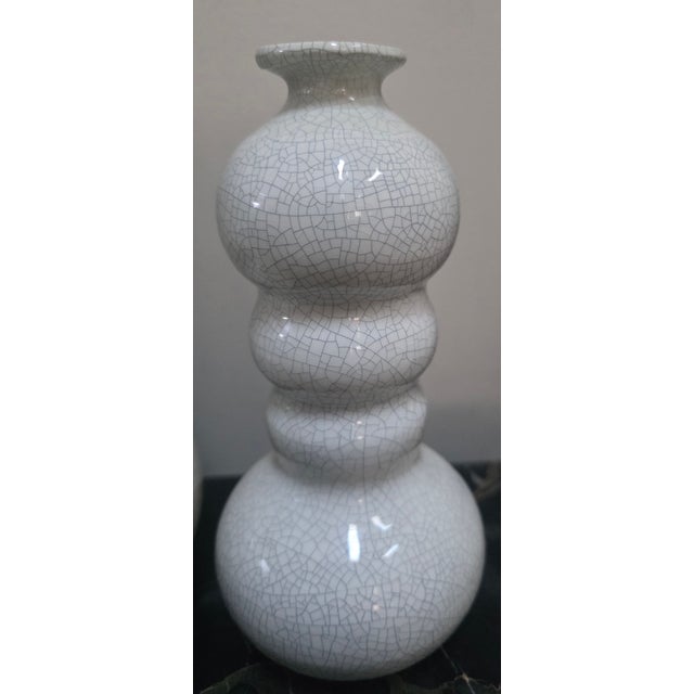 1960s Raymor 60s Crackel Glazed White Gourd Vases For Sale - Image 5 of 7