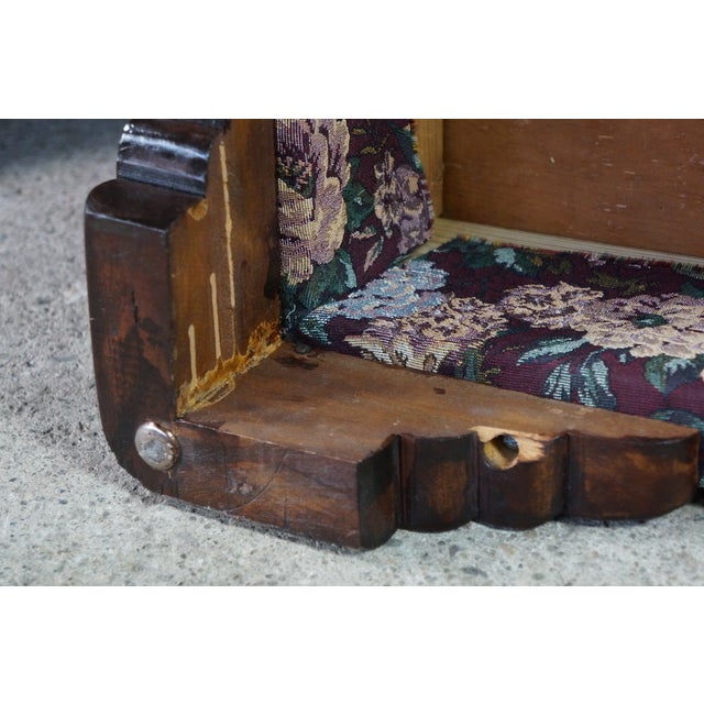 2 Antique Victorian Walnut Tapestry Upholstered Footstools Ottomans Bench Pair For Sale - Image 15 of 18