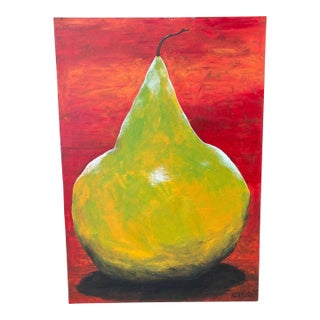Oil on Canvas of a Large Pear by Kermit Eisenhut For Sale