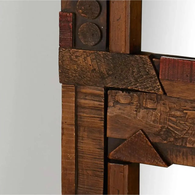 Brown Vintage 1970s Lane Brutalist Double Wall Mirror Geometric Paul Evans Style For Sale - Image 8 of 9