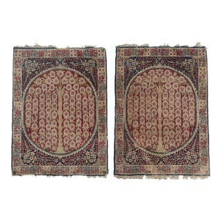 1930s Weeping Willow Tree of Life Rug Mats - A Pair, 1.9 x 2.6 For Sale