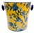 Late 20th Century Chinoiserie Blue & Yellow Floral Porcelain Ice Bucket With Handles For Sale