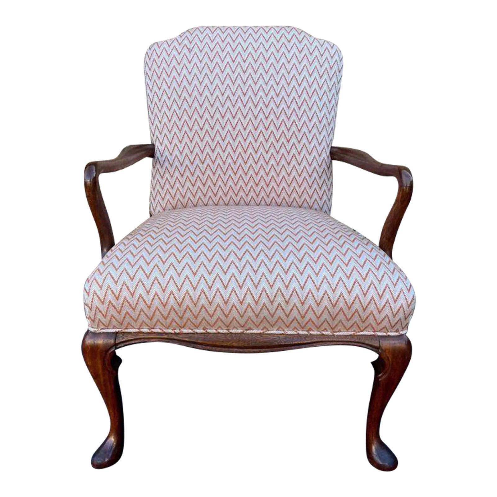 Early 20th Century Antique Queen Anne Mahogany Upholstered Armchair ...