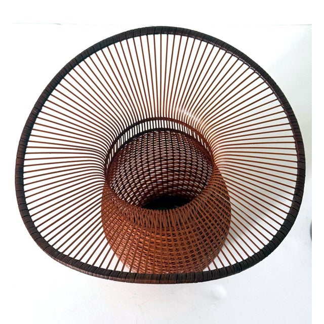 Sand Japanese Woven Bamboo Ikebana Vase by Jin Morigami For Sale - Image 8 of 18