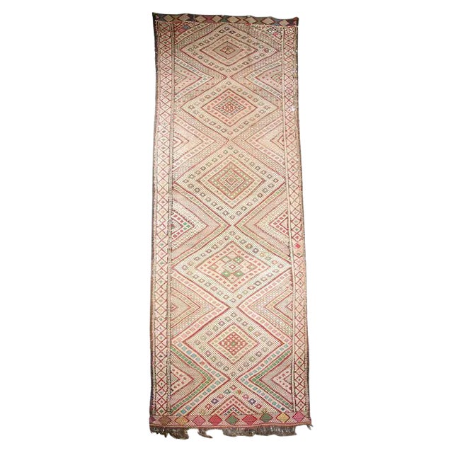 1960s Vintage Tuareg Moroccan Tribal Runner Rug For Sale