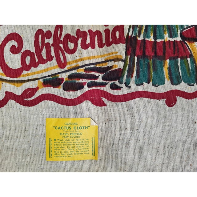 1940s California State Genuine Cactus Cloth, measuring 33 ½” x 39”. It has the feel of linen and has never been used. It...