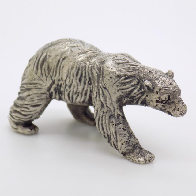 Vintage Italian Handmade Genuine Silver Large Polar Bear Figurine Rare Sculpture For Sale - Image 4 of 10