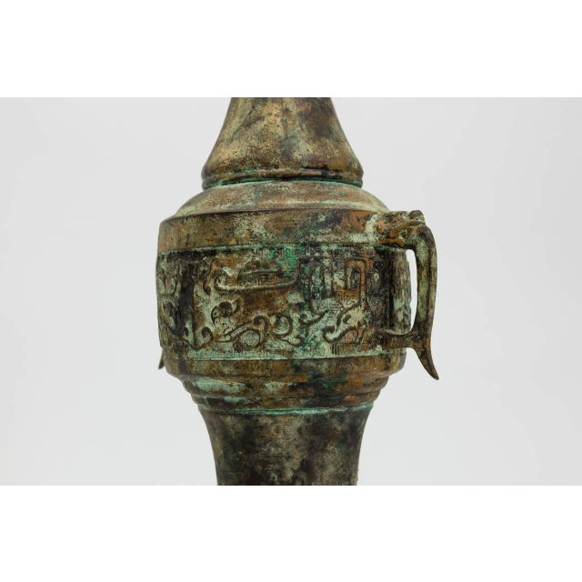 Metal Patinated Bronze Table Lamps - a Pair For Sale - Image 7 of 8