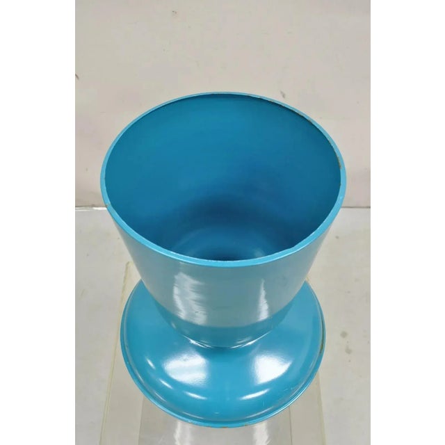 Modern Turquoise Blue Perforated Metal Garden Stool For Sale - Image 10 of 10