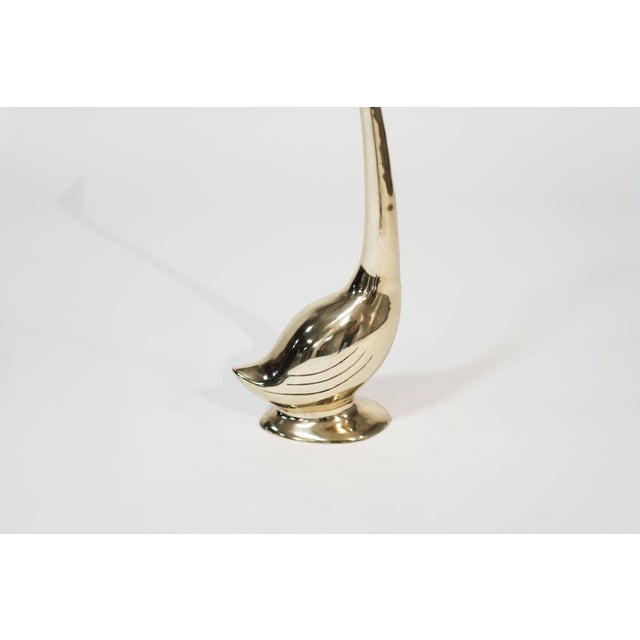 Set of Large-Scale Vintage Brass Swan Sculptures, C. 1950s For Sale - Image 9 of 10
