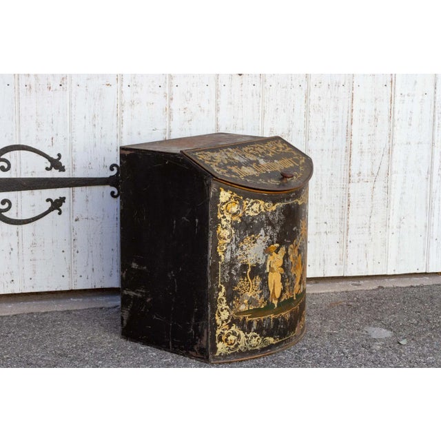 Antique Black & Gilt Chinoserie Drum Canister For Sale - Image 10 of 12
