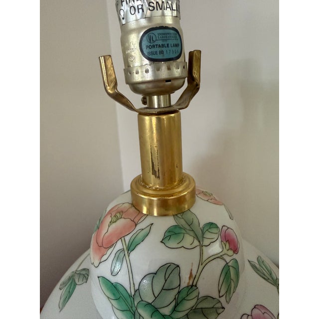 Wood Vintage Chinoiserie Peony Ginger Jar Table Lamp For Sale - Image 7 of 8