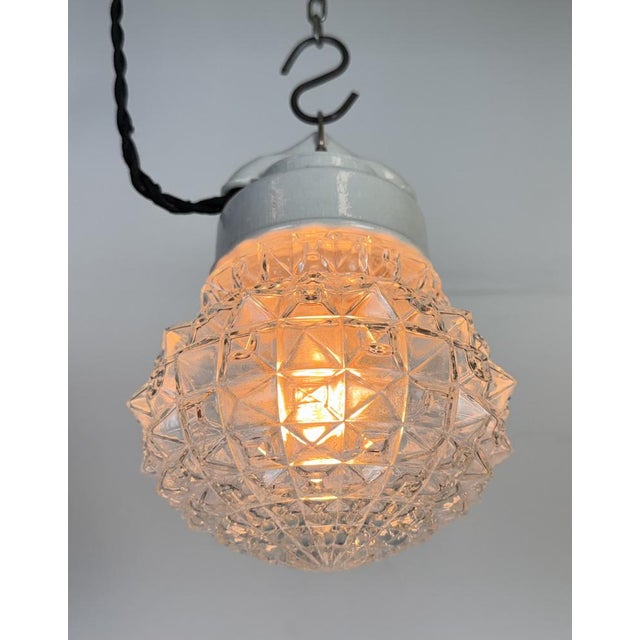 Vintage White Porcelain Pendant Light, 1970s For Sale - Image 13 of 15