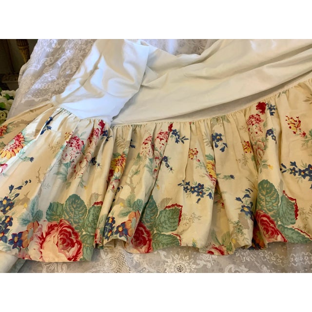 Vintage Ralph Lauren Garden Club Elisa Floral Roses Full Bed Skirt Cottage Core French Country Cotton Fabric Multicolor on Yellow- Ivory Grown For Sale - Image 9 of 12