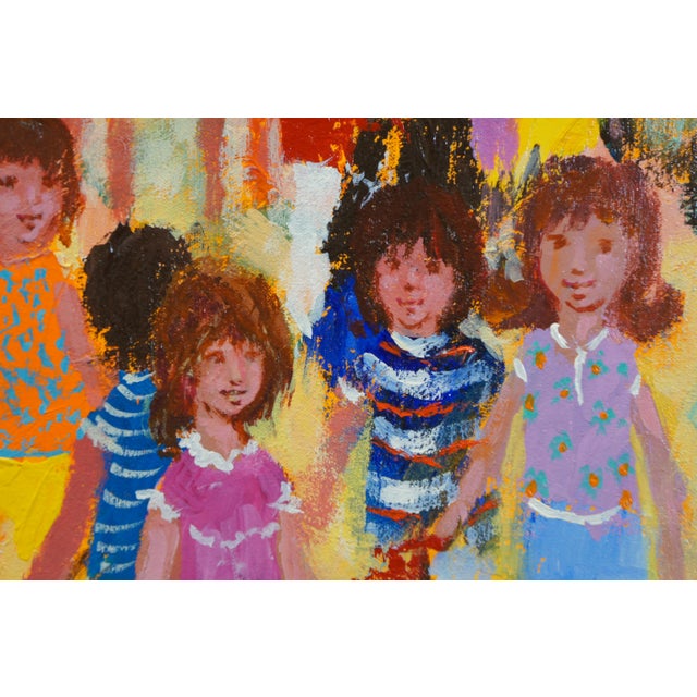 Wood Bardolli Impressionist Childrens Carnival Merry Go Round Oil Painting For Sale - Image 7 of 12