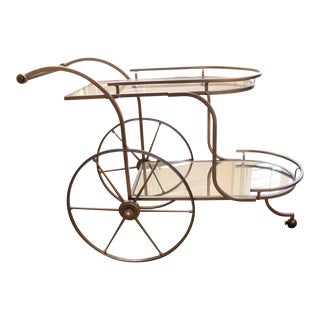 Pottery Barn Mid-Century Brass Bar Cart For Sale