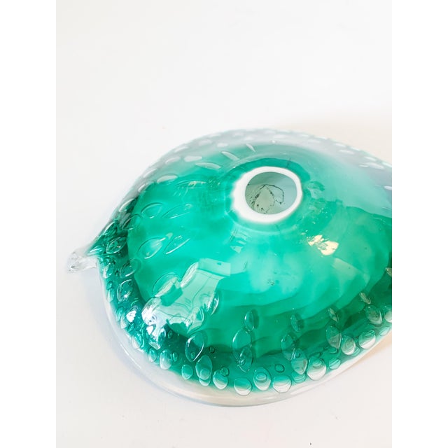 Mid-Century Modern Vintage Murano Hand Blown Glass Leaf Catchall Dish For Sale - Image 3 of 11