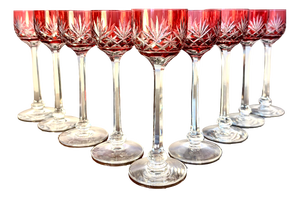 Vintage Liquor Glasses in Saint Louis Crystal, 1920s, Set of 9