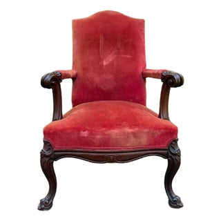 Mid 20th Century Louis XIV Style High Back Throne Style Open Armchair For Sale